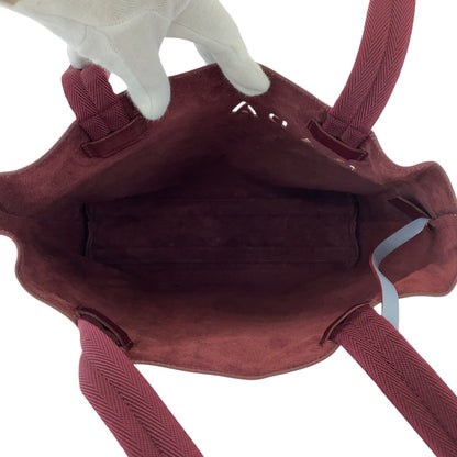 PRADA Tote Bag leather Blue Wine Red Cut-off logo