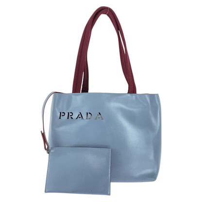 PRADA Tote Bag leather Blue Wine Red Cut-off logo