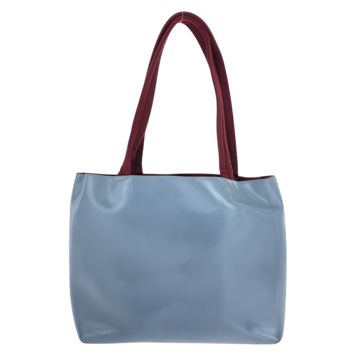 PRADA Tote Bag leather Blue Wine Red Cut-off logo