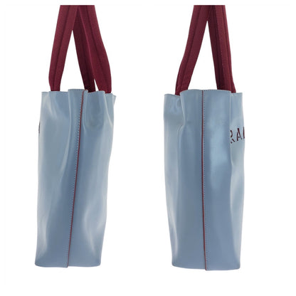PRADA Tote Bag leather Blue Wine Red Cut-off logo