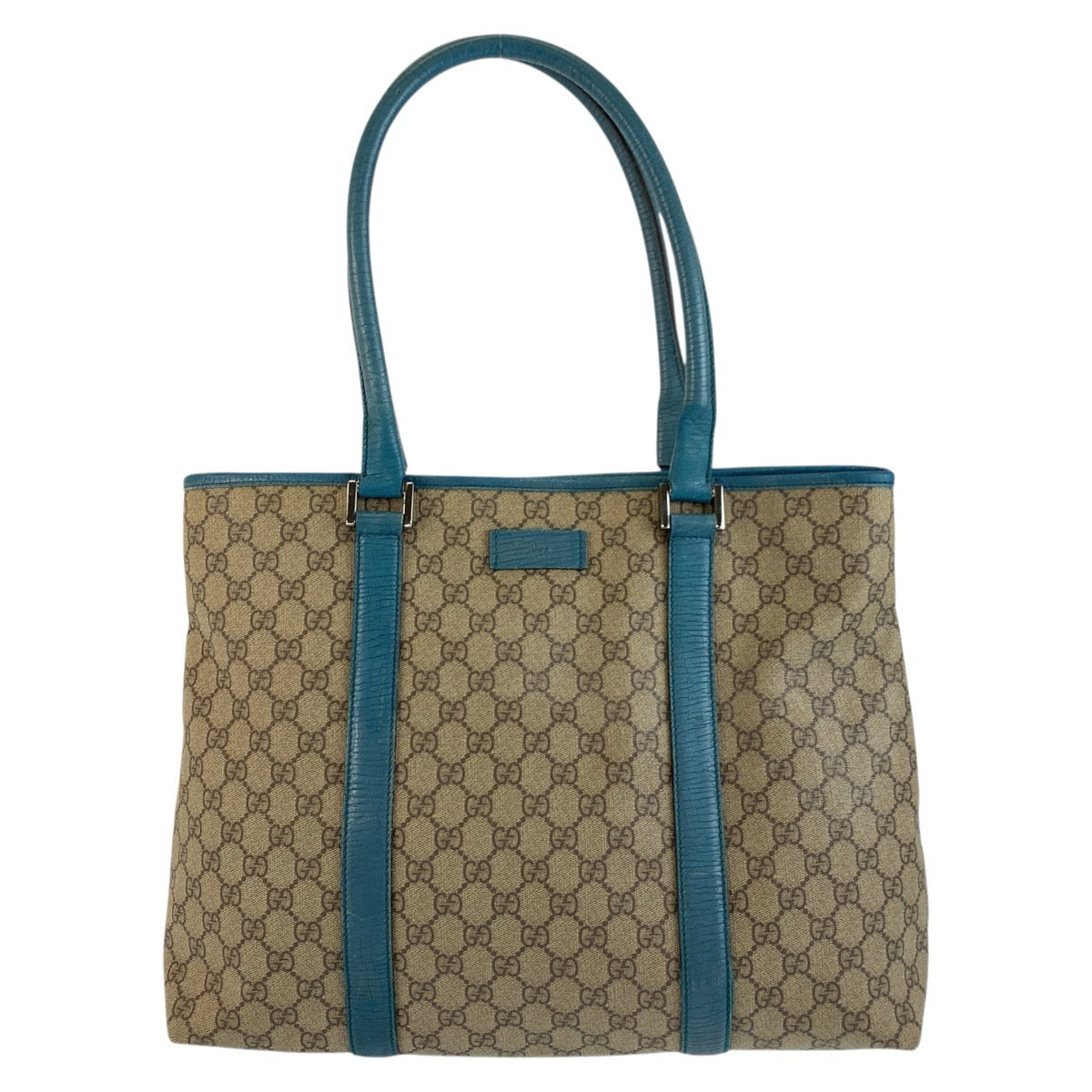 GUCCI Tote Bag 114288 GG Supreme Canvas Beige Blue SilverMetal