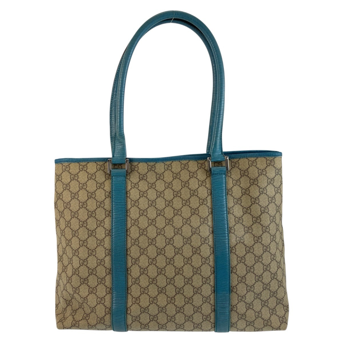 GUCCI Tote Bag 114288 GG Supreme Canvas Beige Blue SilverMetal