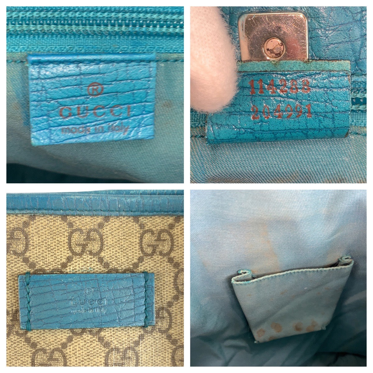 GUCCI Tote Bag 114288 GG Supreme Canvas Beige Blue SilverMetal