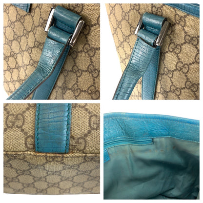 GUCCI Tote Bag 114288 GG Supreme Canvas Beige Blue SilverMetal