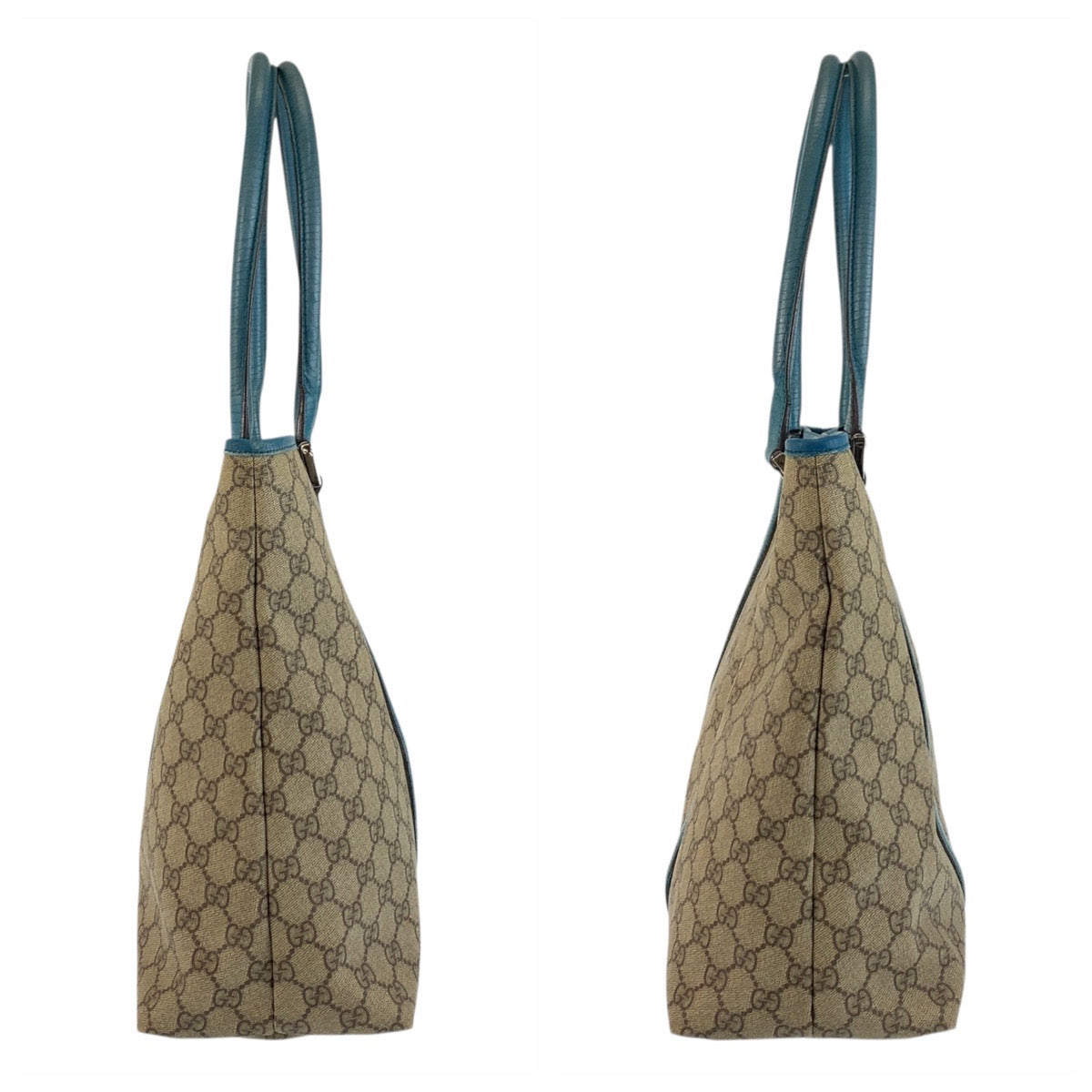 GUCCI Tote Bag 114288 GG Supreme Canvas Beige Blue SilverMetal