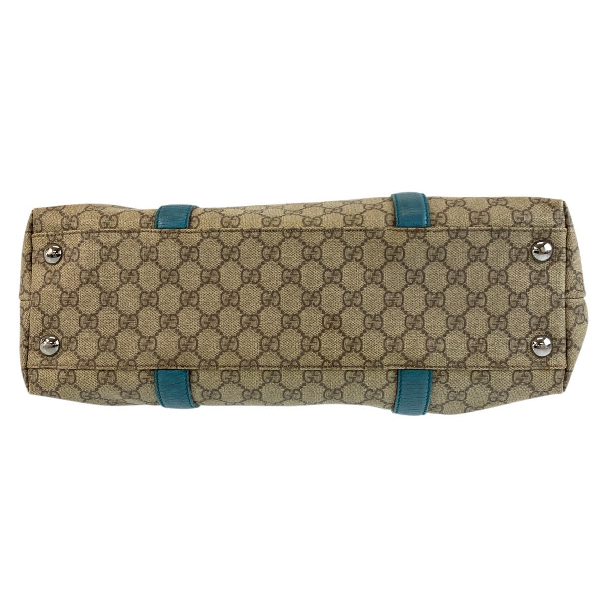 GUCCI Tote Bag 114288 GG Supreme Canvas Beige Blue SilverMetal