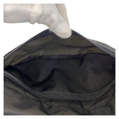 PRADA Clutch bag Nylon Black SilverMetal Testo Saffiano leather Triangle With logo