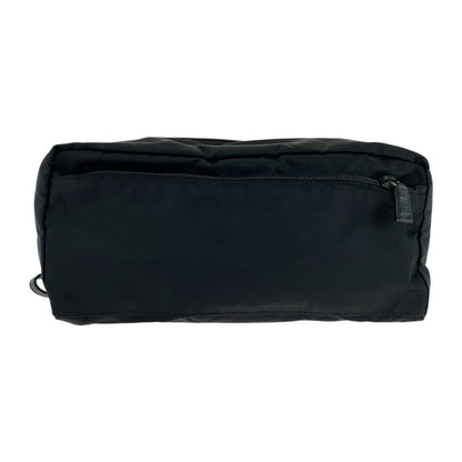 PRADA Clutch bag Nylon Black SilverMetal Testo Saffiano leather Triangle With logo