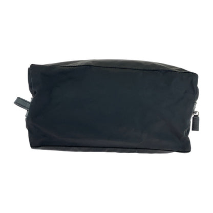 PRADA Clutch bag Nylon Black SilverMetal Testo Saffiano leather Triangle With logo
