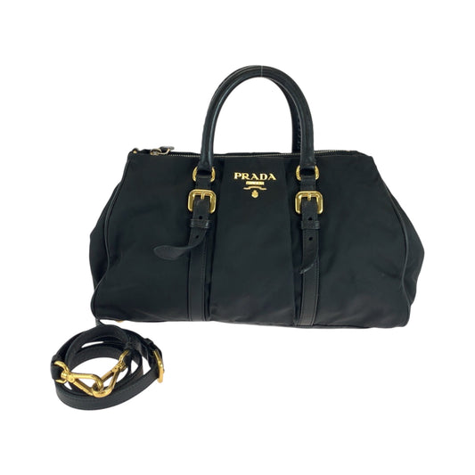 PRADA Shoulder Bag BN1607 Nylon Black GoldMetal Test logo