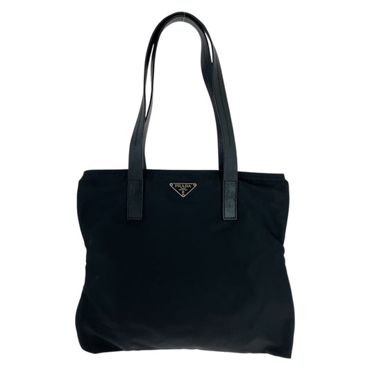 PRADA Tote Bag Nylon Black SilverMetal Test Triangle With logo