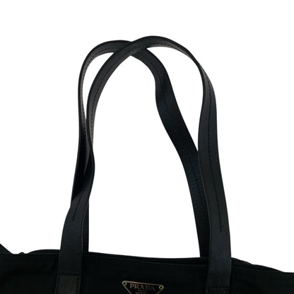 PRADA Tote Bag Nylon Black SilverMetal Test Triangle With logo