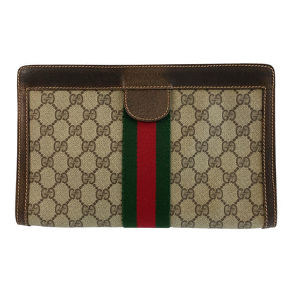 GUCCI Clutch bag 41 001 2825 28 GG Supreme Canvas Beige brown Sherry Line Old Gucci