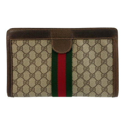 GUCCI Clutch bag 41 001 2825 28 GG Supreme Canvas Beige brown Sherry Line Old Gucci
