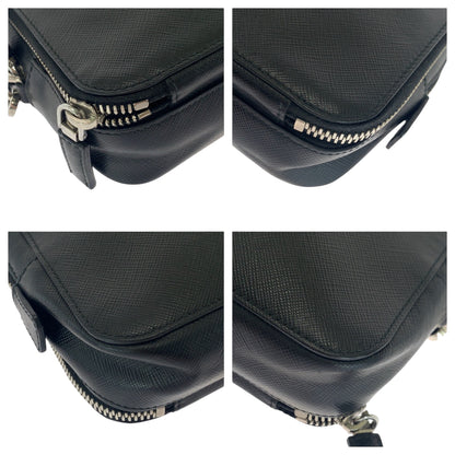 PRADA Clutch bag leather Black SilverMetal Safiano leather logo