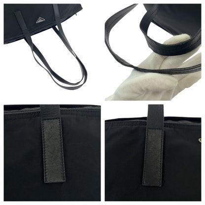 PRADA Tote Bag Nylon Black SilverMetal Test Triangle With logo