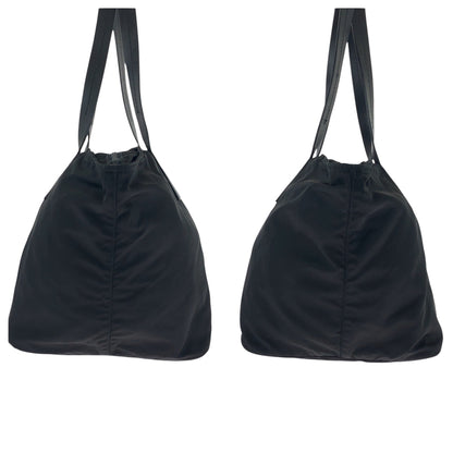 PRADA Tote Bag Nylon Black SilverMetal Test Triangle With logo