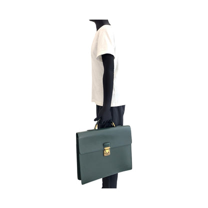 LOUIS VUITTON Business bag M30034 leather Episea Dark Green Gold Metal Taiga Moscova
