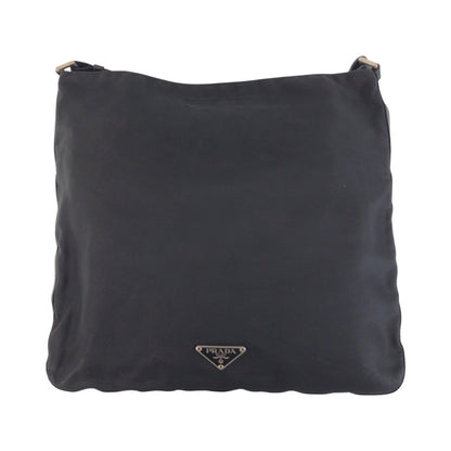 PRADA Shoulder Bag Nylon Black SilverMetal Test Triangle With logo
