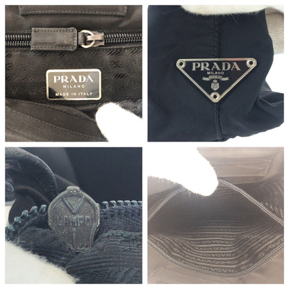 PRADA Shoulder Bag Nylon Black SilverMetal Test Triangle With logo