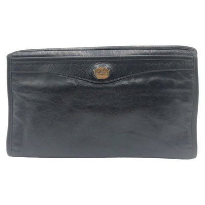 GUCCI Clutch bag leather black Interlocking