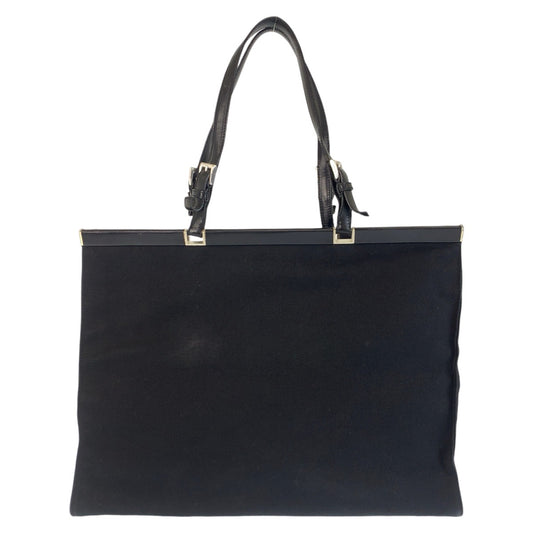 PRADA Tote Bag canvas Black SilverMetal Triangle With logo