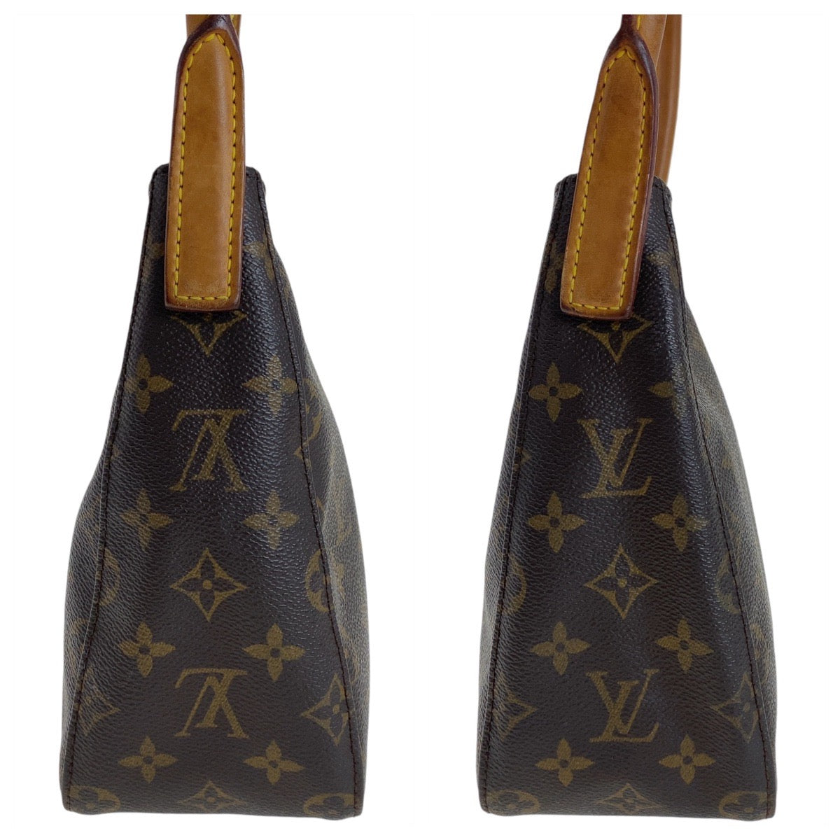 LOUIS VUITTON Shoulder Bag M51146 PVC Brown Gold Metal Monogram LoopingMM