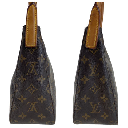 LOUIS VUITTON Shoulder Bag M51146 PVC Brown Gold Metal Monogram LoopingMM