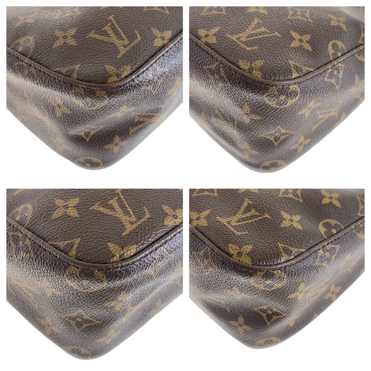 LOUIS VUITTON Shoulder Bag M51146 PVC Brown Gold Metal Monogram LoopingMM