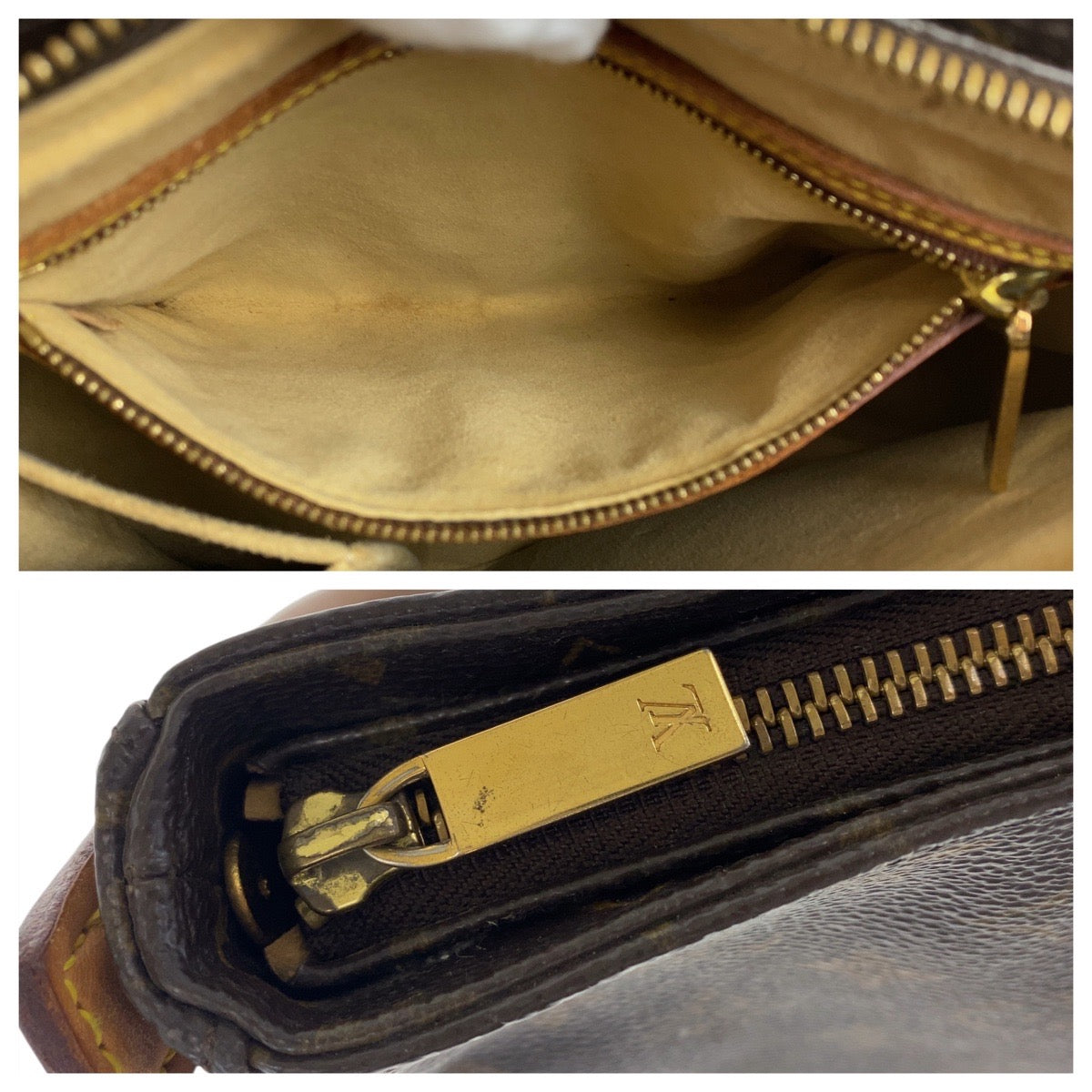 LOUIS VUITTON Shoulder Bag M51146 PVC Brown Gold Metal Monogram LoopingMM