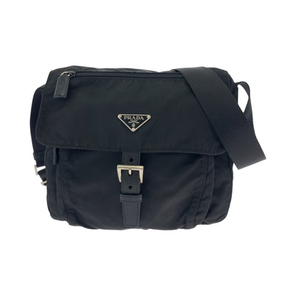 PRADA Shoulder Bag Nylon Black SilverMetal Test Triangle With logo