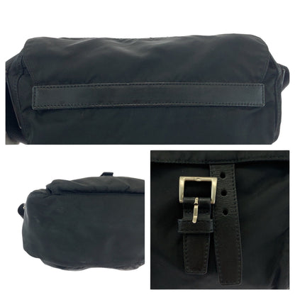PRADA Shoulder Bag Nylon Black SilverMetal Test Triangle With logo