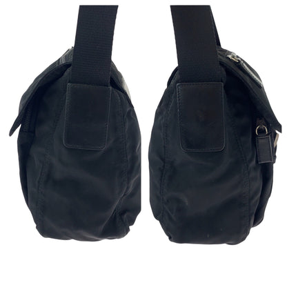 PRADA Shoulder Bag Nylon Black SilverMetal Test Triangle With logo