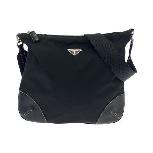 PRADA Shoulder Bag 7 Nylon Black SilverMetal Test Triangle With logo