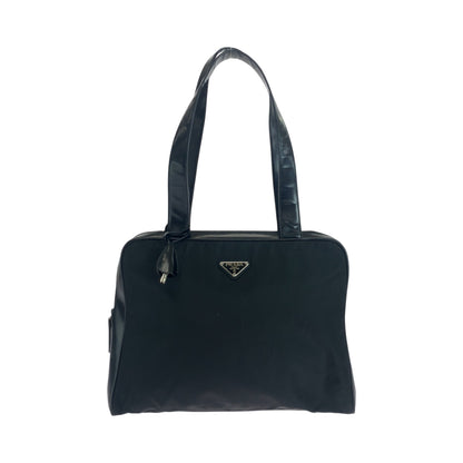 PRADA Tote Bag Nylon Black SilverMetal Test Triangle With logo