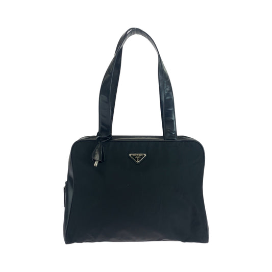 PRADA Tote Bag Nylon Black SilverMetal Test Triangle With logo