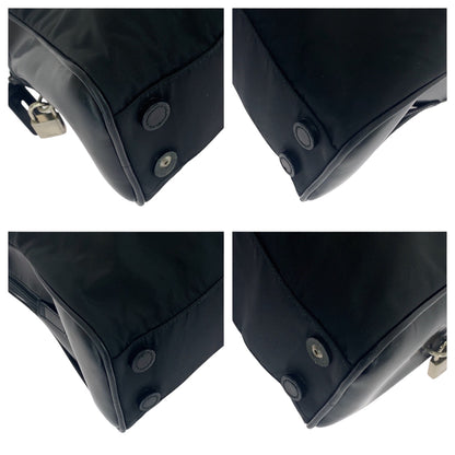 PRADA Tote Bag Nylon Black SilverMetal Test Triangle With logo