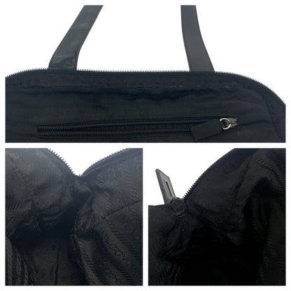 PRADA Tote Bag Nylon Black SilverMetal Test Triangle With logo