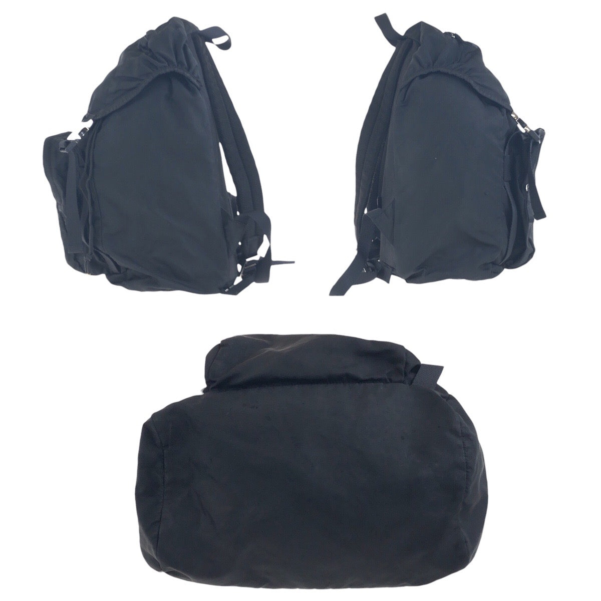 PRADA Backpack Nylon Black SilverMetal Test Triangle With logo