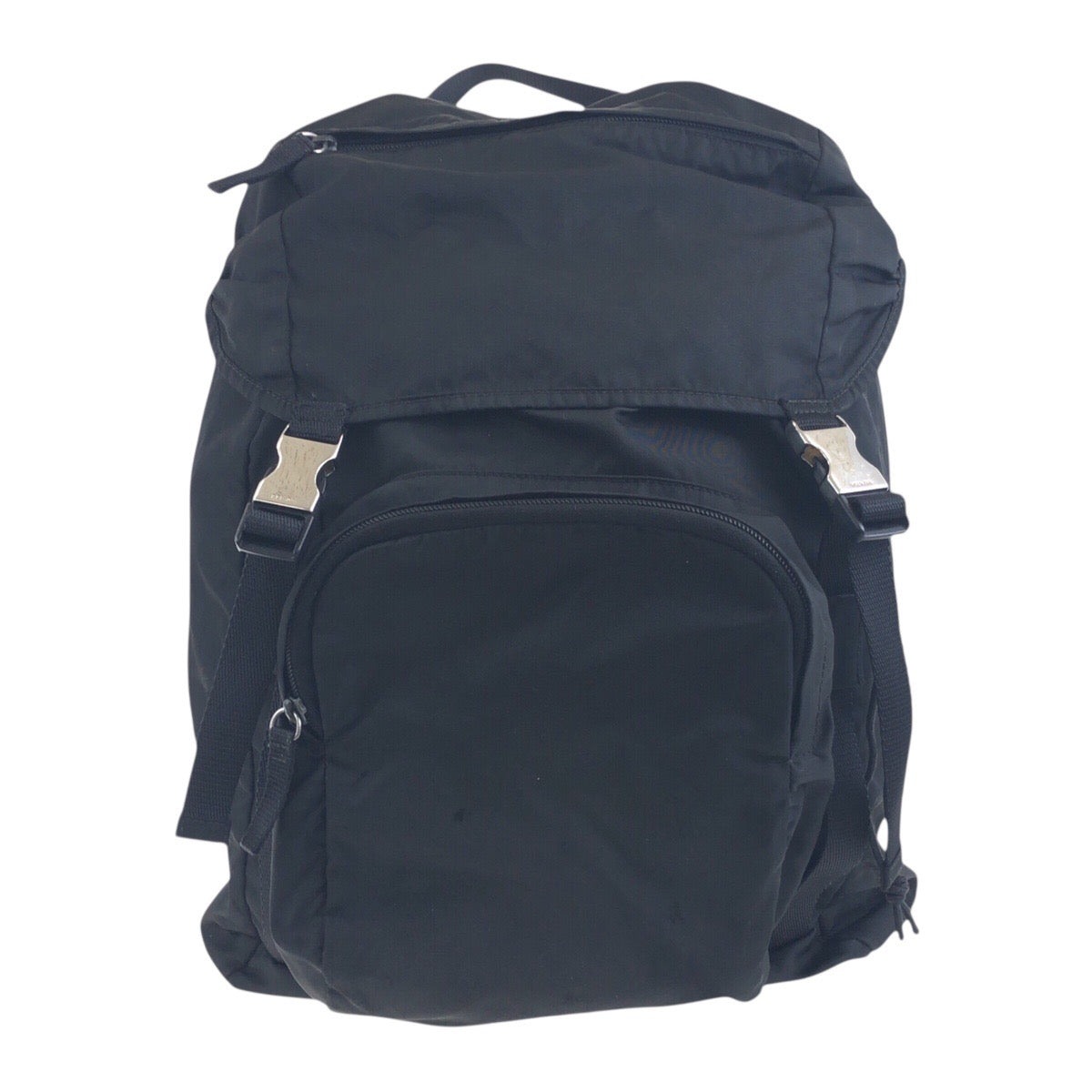 PRADA Backpack Nylon Black SilverMetal Test Triangle With logo