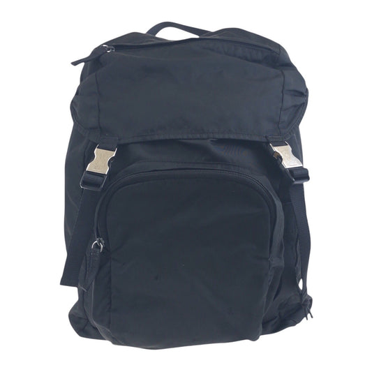 PRADA Backpack Nylon Black SilverMetal Test Triangle With logo