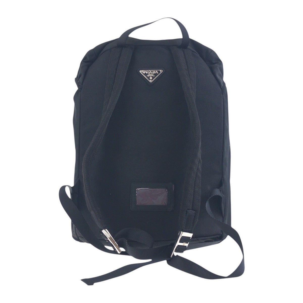 PRADA Backpack Nylon Black SilverMetal Test Triangle With logo