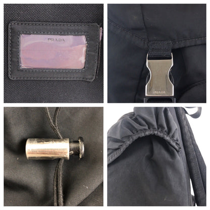PRADA Backpack Nylon Black SilverMetal Test Triangle With logo