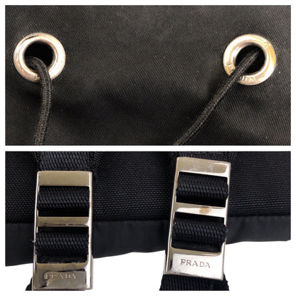 PRADA Backpack Nylon Black SilverMetal Test Triangle With logo