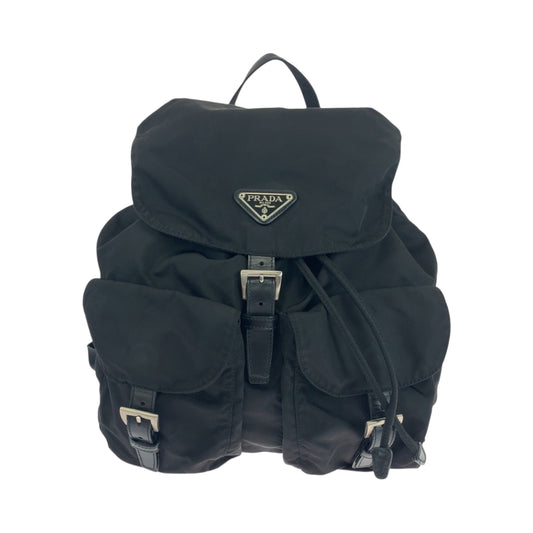 PRADA Backpack Nylon Black SilverMetal Test Triangle With logo