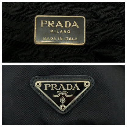 PRADA Backpack Nylon Black SilverMetal Test Triangle With logo