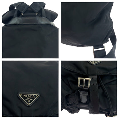PRADA Backpack Nylon Black SilverMetal Test Triangle With logo
