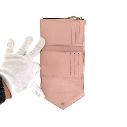 LOUIS VUITTON Tri-fold wallet M62360 PVC Brown Rose Ballerine Pink Gold Metal Monogram Portefeuille Victorine