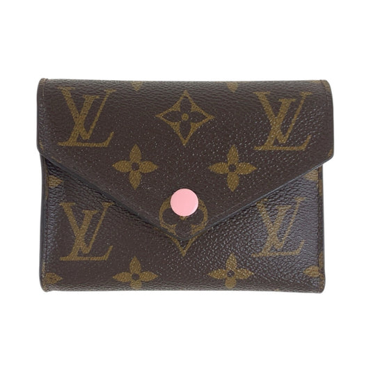 LOUIS VUITTON Tri-fold wallet M62360 PVC Brown Rose Ballerine Pink Gold Metal Monogram Portefeuille Victorine