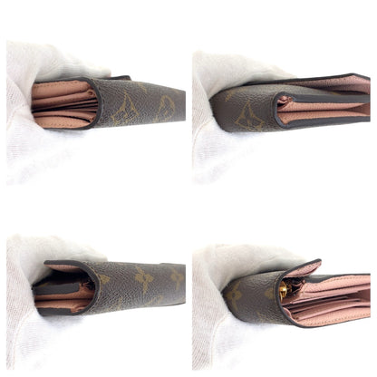 LOUIS VUITTON Tri-fold wallet M62360 PVC Brown Rose Ballerine Pink Gold Metal Monogram Portefeuille Victorine